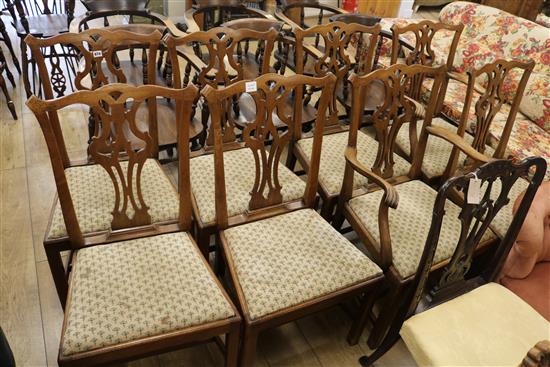 A set of eight Chippendale style chairs